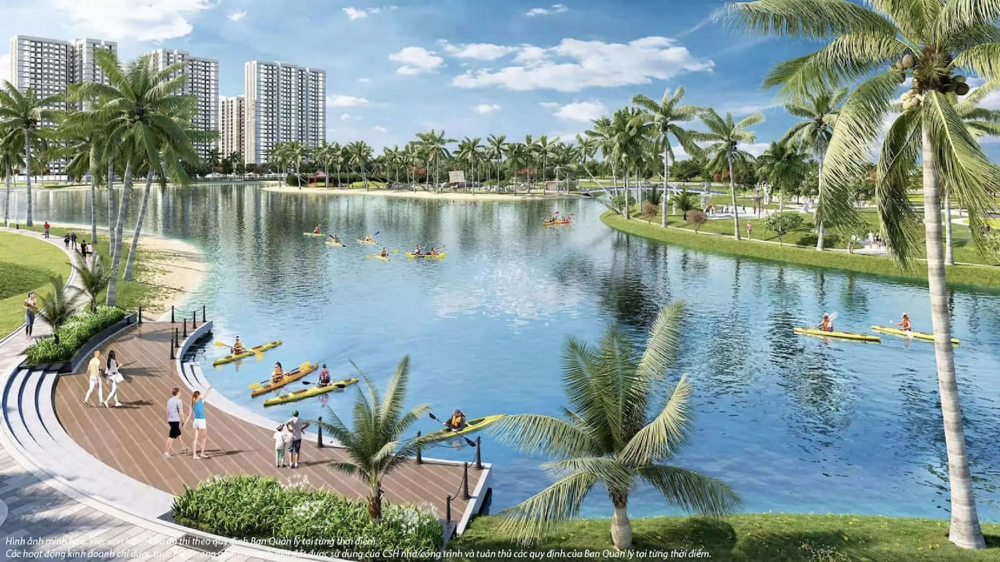 Hoạt động giải trí của cư dân tại công viên ven hồ Vinhomes Hóc Môn