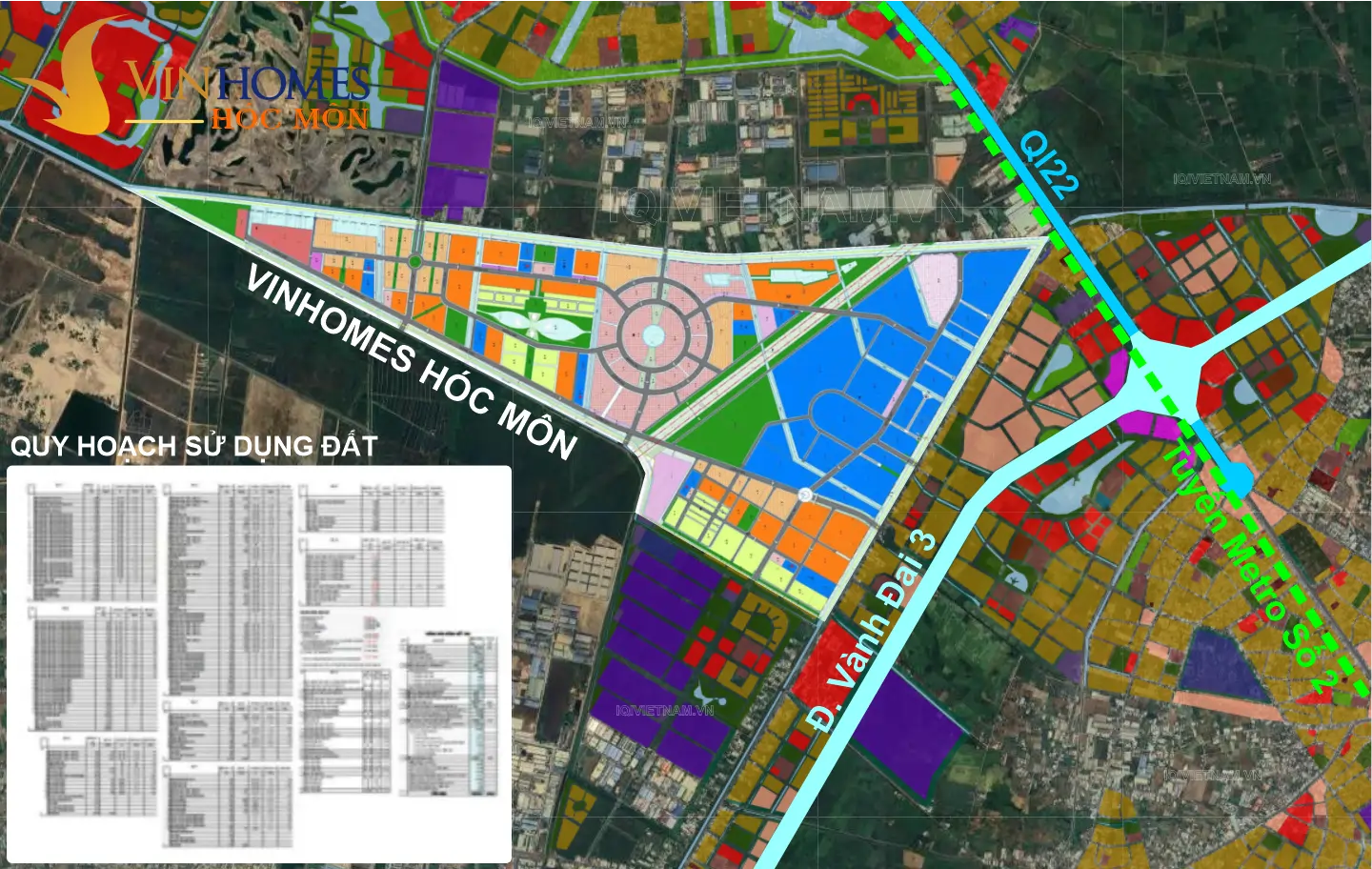 Bản đồ quy hoạch Vinhomes Hóc Môn tổng thể dự án