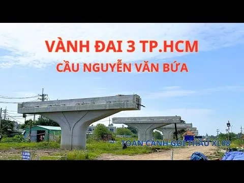 Cầu cạn đường Vành đai 3 đoạn qua Hóc Môn đang thi công