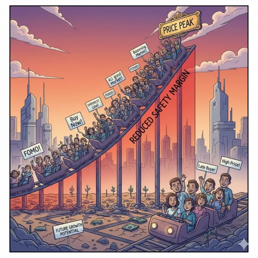 Giá bất động sản cao thường xuất hiện ở giai đoạn giữa và cuối chu kỳ thị trường