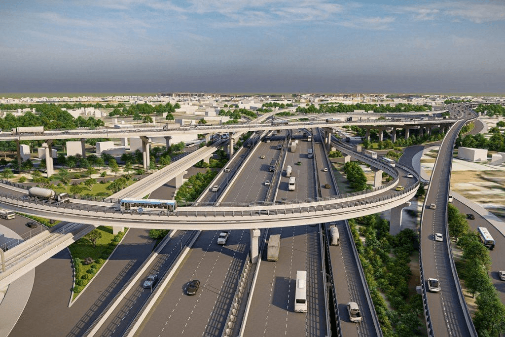 Phối cảnh nút giao đường vành đai 4 Hóc Môn