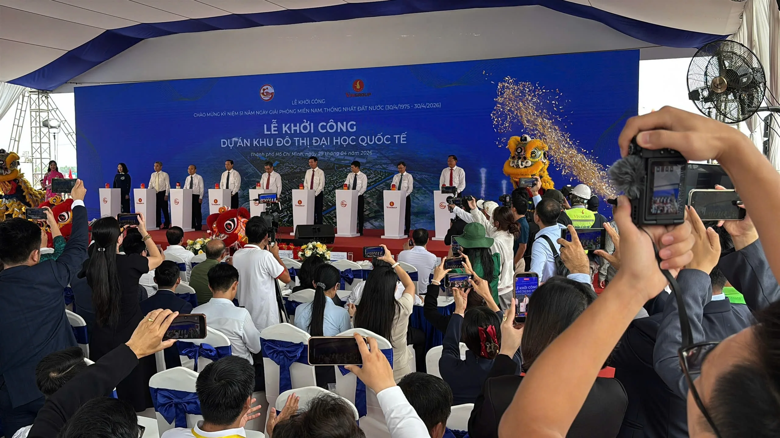 Toàn cảnh lễ khởi công Khu đô thị Đại học Quốc tế Hóc Môn ngày 29/04/2026