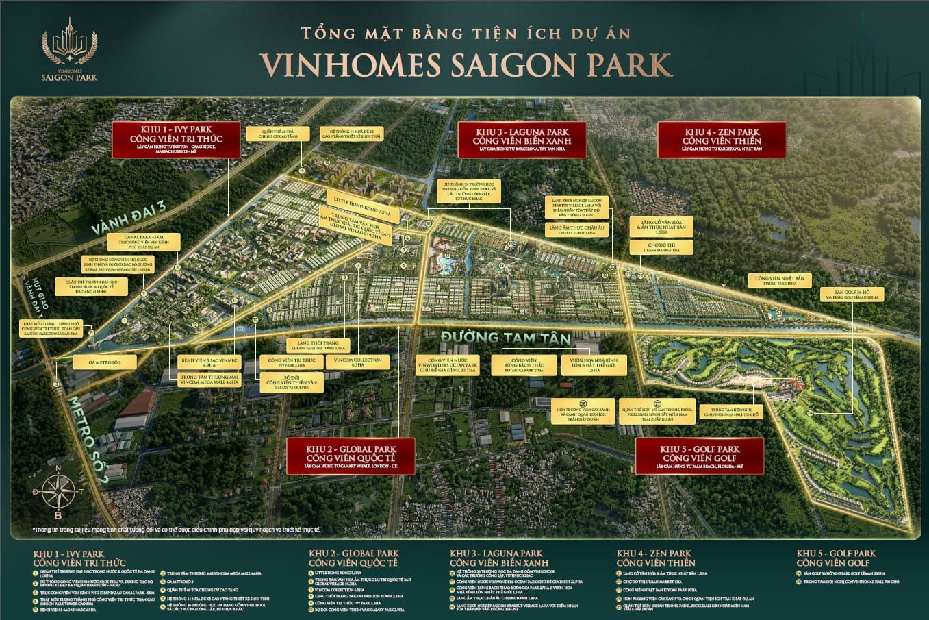phân khu vinhomes hóc môn saigon park - mặt bằng tiện ích vinhomes saigon park